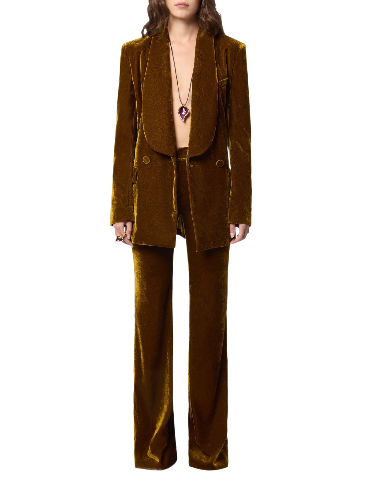 Pantalon évasé en velours - Or