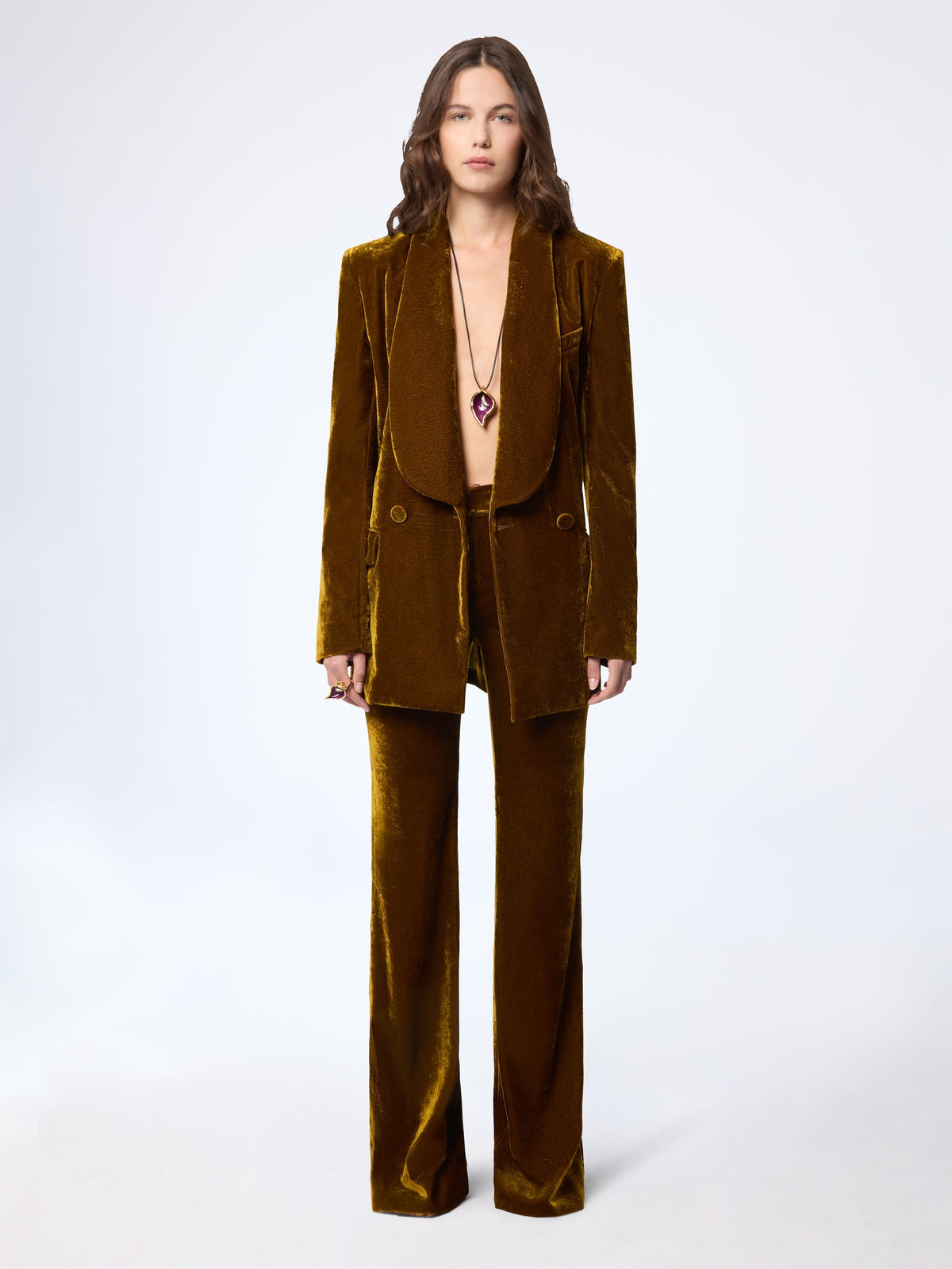 PANTALON ÉVASÉ EN VELOURS FLUIDE - Or