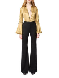 Wool flared trousers - Black