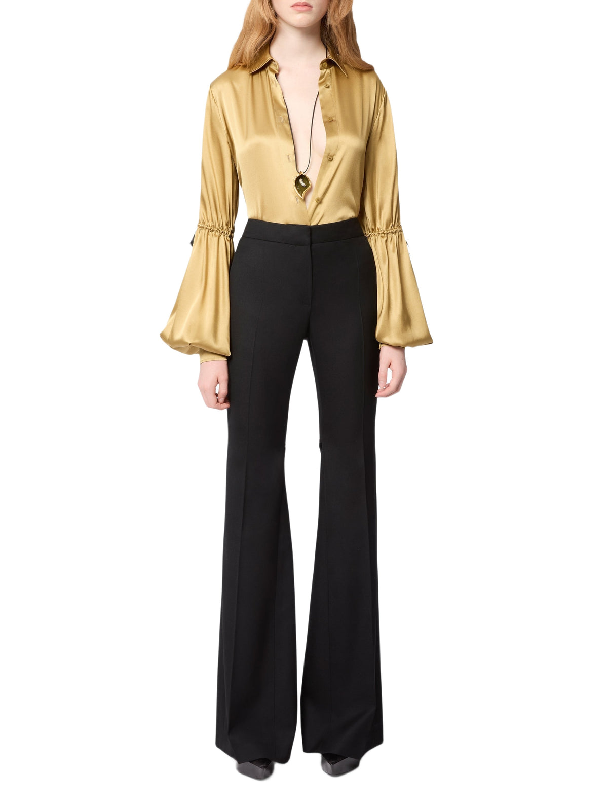 Wool flared trousers - Black