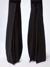 PANTALON ÉVASÉ EN GABARDINE DE LAINE AVEC DÉTAIL NŒUD - Noir