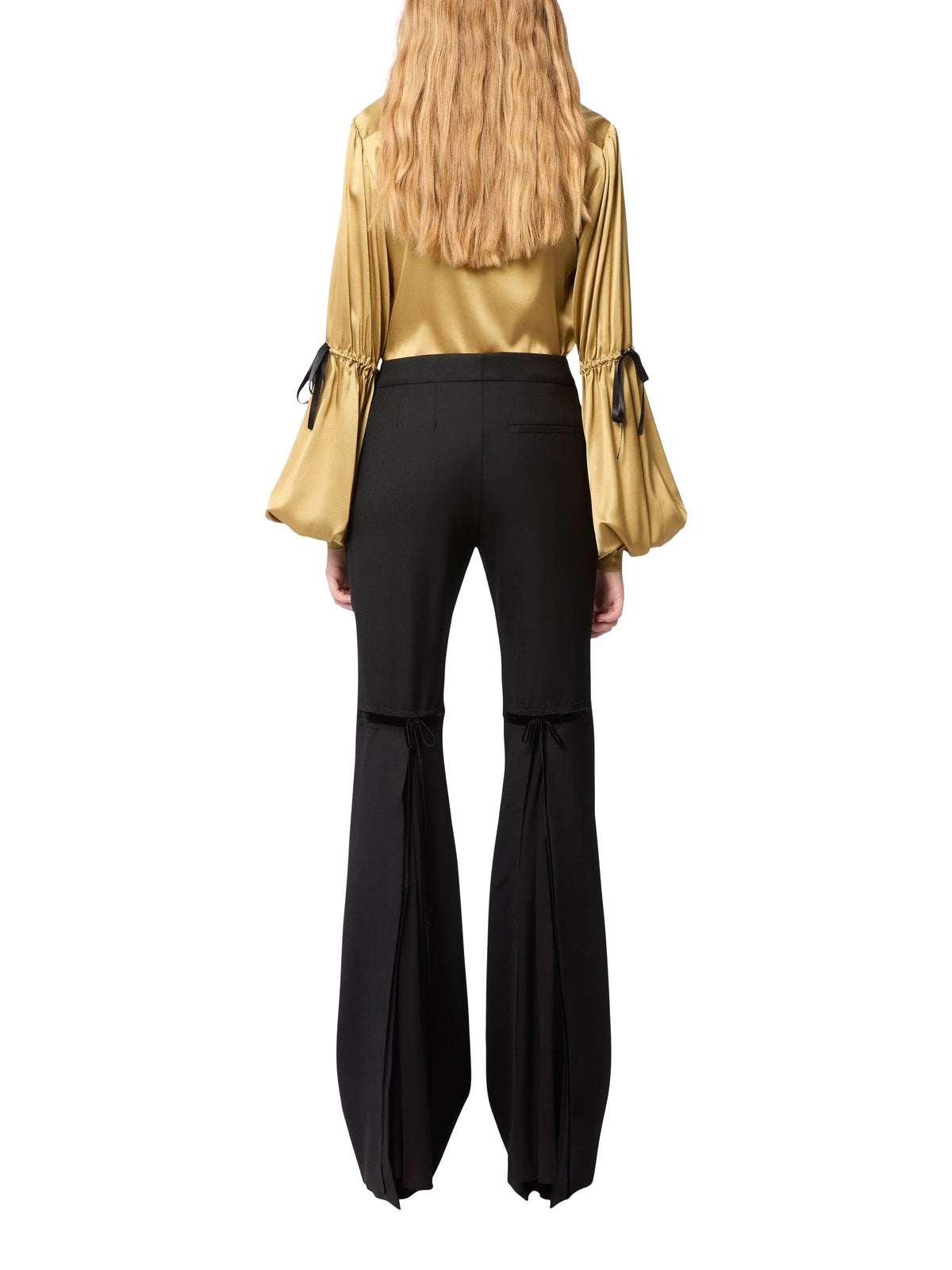 Wool flared trousers - Black