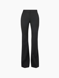 PANTALON ÉVASÉ EN GABARDINE DE LAINE AVEC DÉTAIL NŒUD - Noir