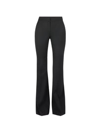 PANTALON ÉVASÉ EN GABARDINE DE LAINE AVEC DÉTAIL NŒUD - Noir