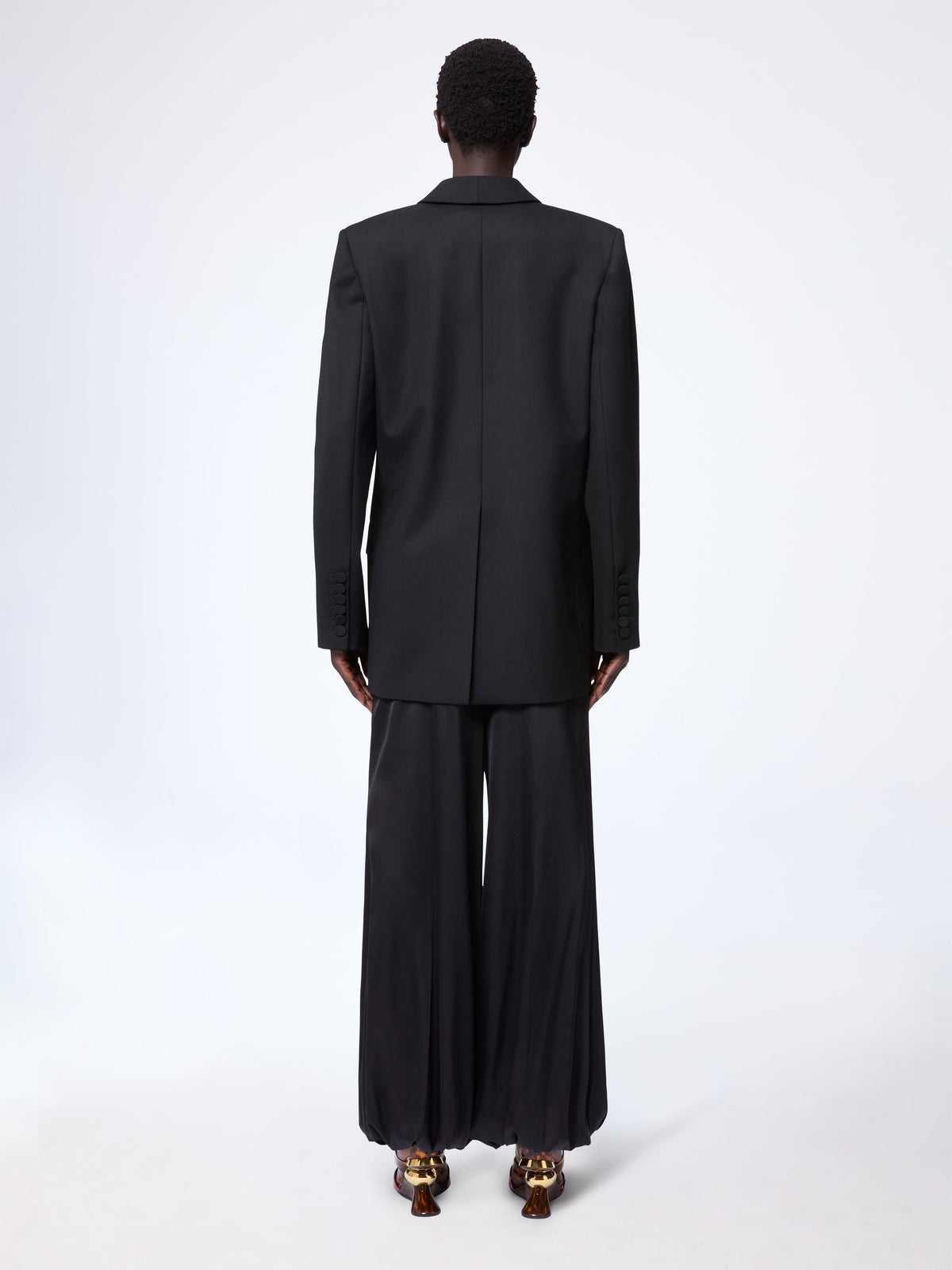 PANTALON HAREM EN SATIN DE SOIE DORÉ