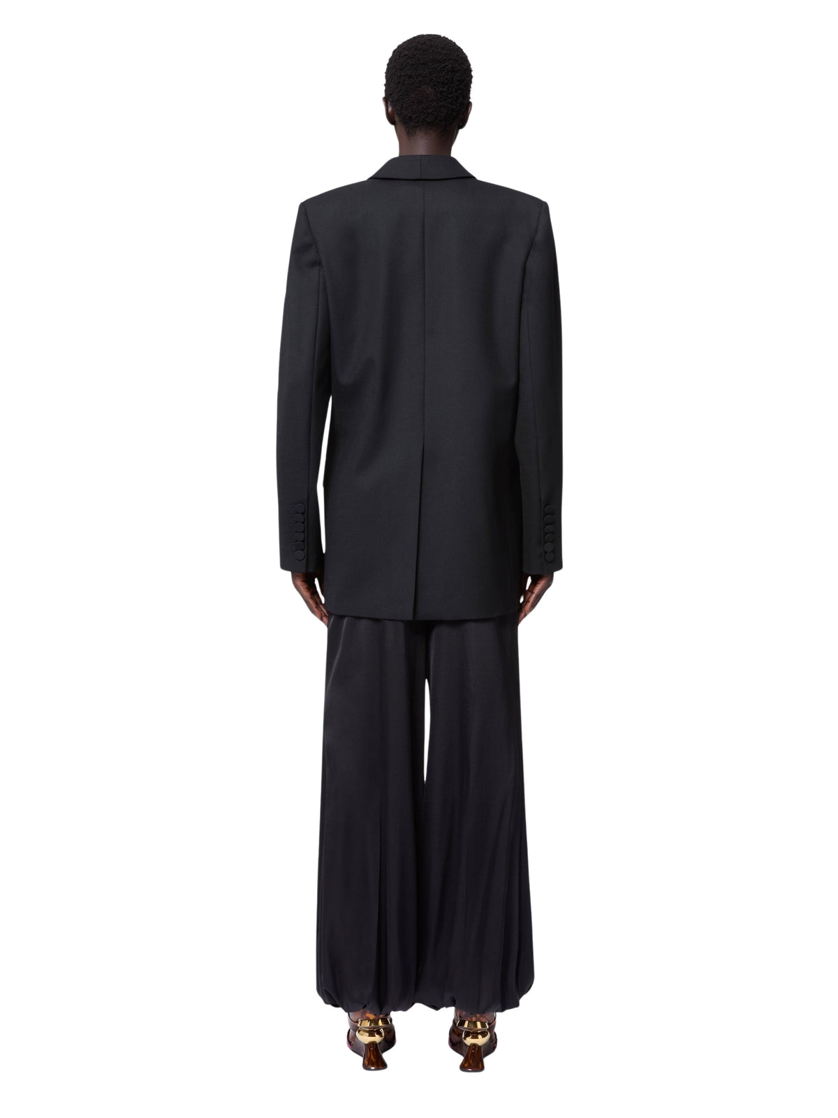 PANTALON HAREM EN SATIN DE SOIE DORÉ - Noir
