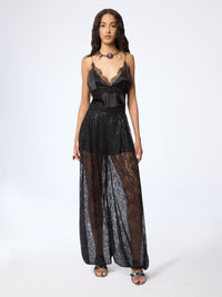 PANTALON HAREM EN SATIN DE SOIE DORÉ