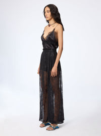 PANTALON HAREM EN SATIN DE SOIE DORÉ