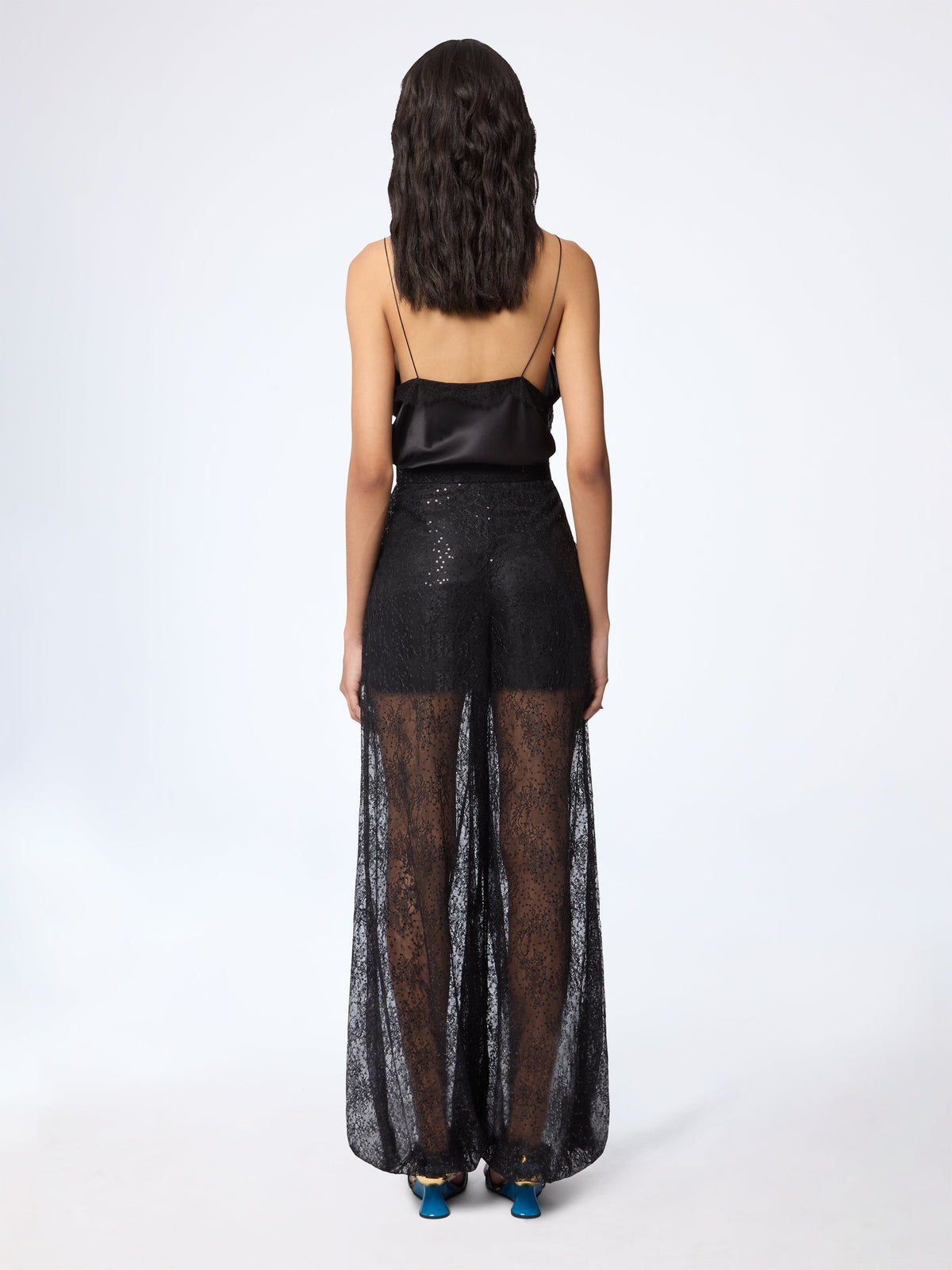 PANTALON HAREM EN SATIN DE SOIE DORÉ