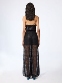 PANTALON HAREM EN SATIN DE SOIE DORÉ - Noir