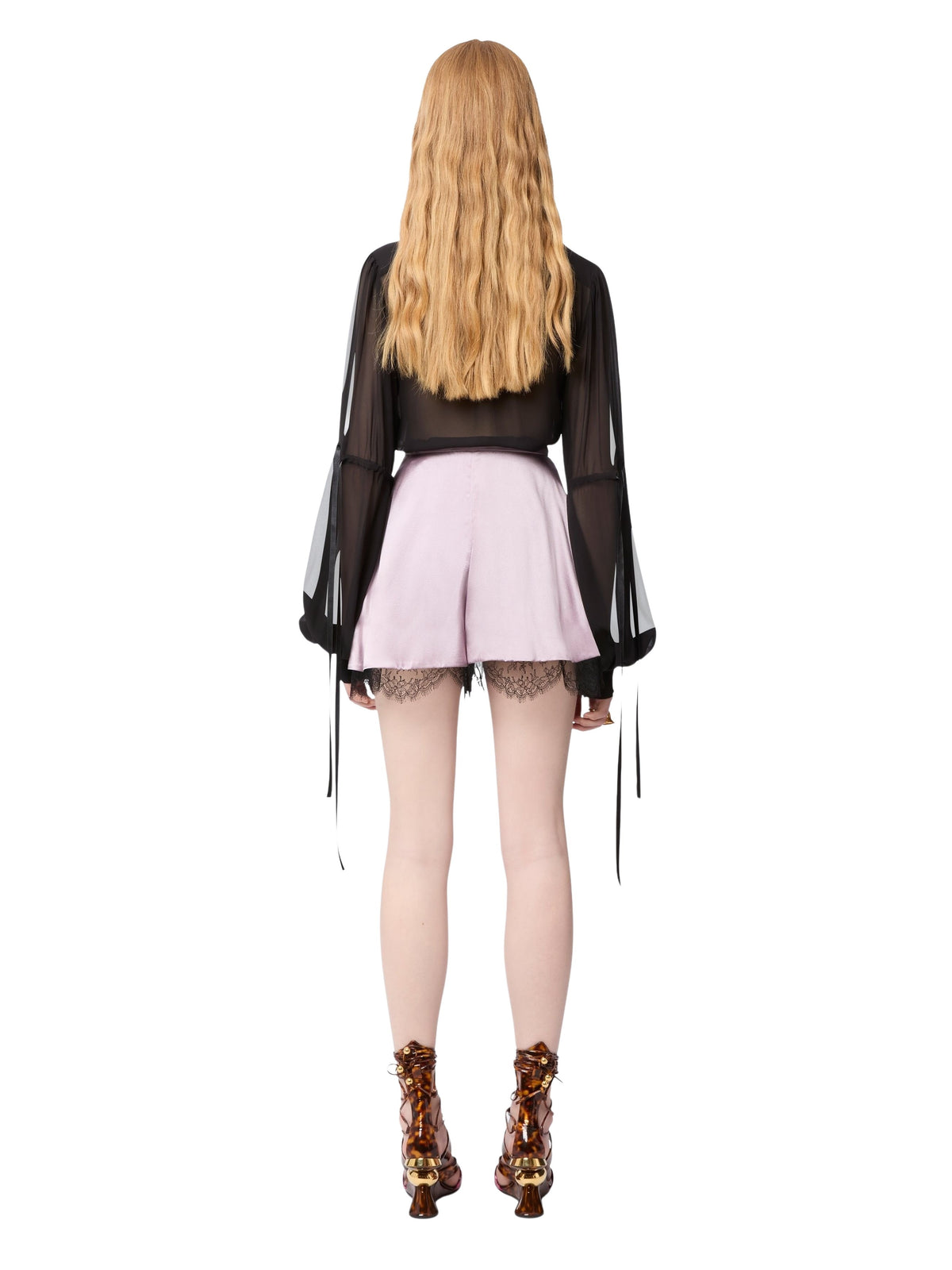 PANTALON HAREM EN MARBRE DORÉ - Mauve