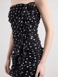 ROBE LONGUE EN SOIE DORÉE MARBRÉE - Noir