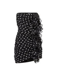 ROBE LONGUE EN SOIE DORÉE MARBRÉE - Noir