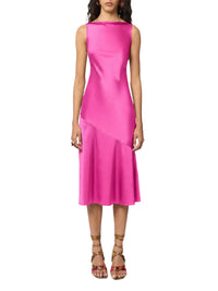 Robe midi dos nu en soie - Rose