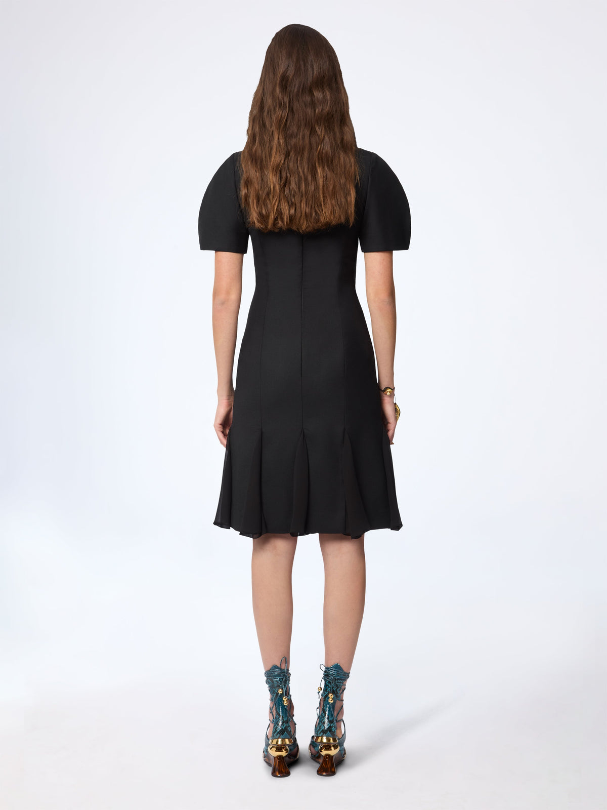 ROBE MIDI SIRÈNE DORÉE À DOS NU - Noir