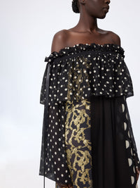 ROBE SIRÈNE AVEC EMPIÈCEMENTS EN DENTELLE - Pois
