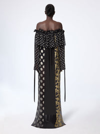 ROBE SIRÈNE AVEC EMPIÈCEMENTS EN DENTELLE - Pois