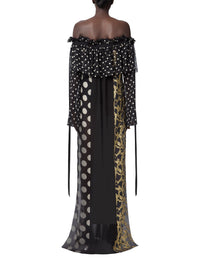 Robe sirène avec empiècements en soie - Noir & Blanc