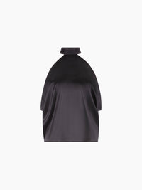 HAUT EN SATIN DE SOIE DORÉ À COL HALTER