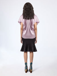 HAUT EN SATIN DE SOIE DORÉ À COL HALTER