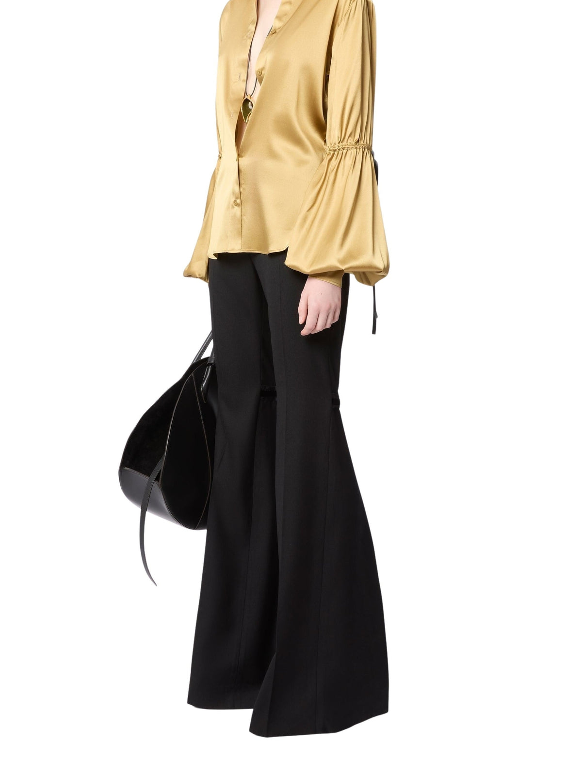 Tie-detail silk blouse - Gold