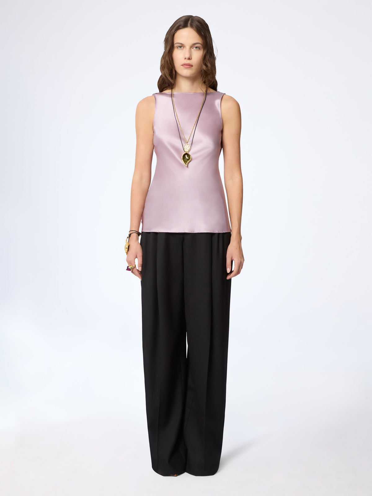 CHEMISE EN SATIN À POIS AVEC POIGNETS ÉVASÉS
