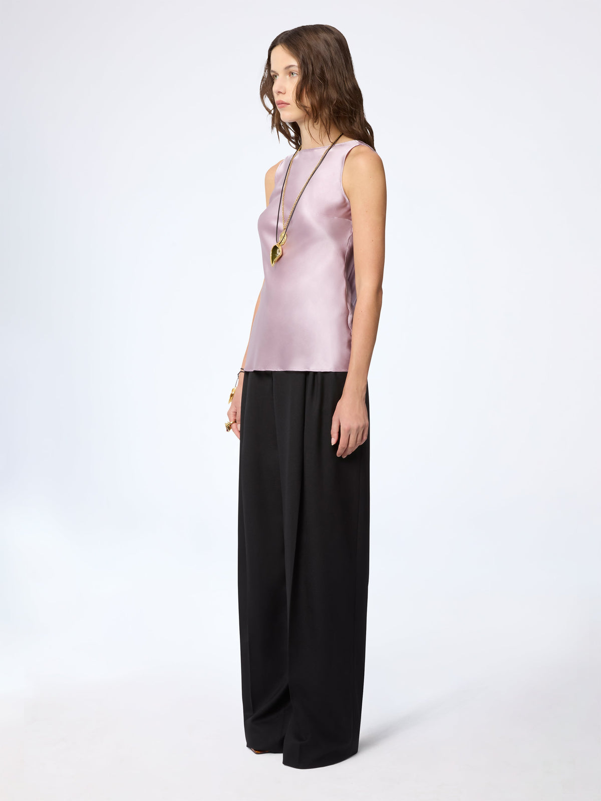 CHEMISE EN SATIN À POIS AVEC POIGNETS ÉVASÉS
