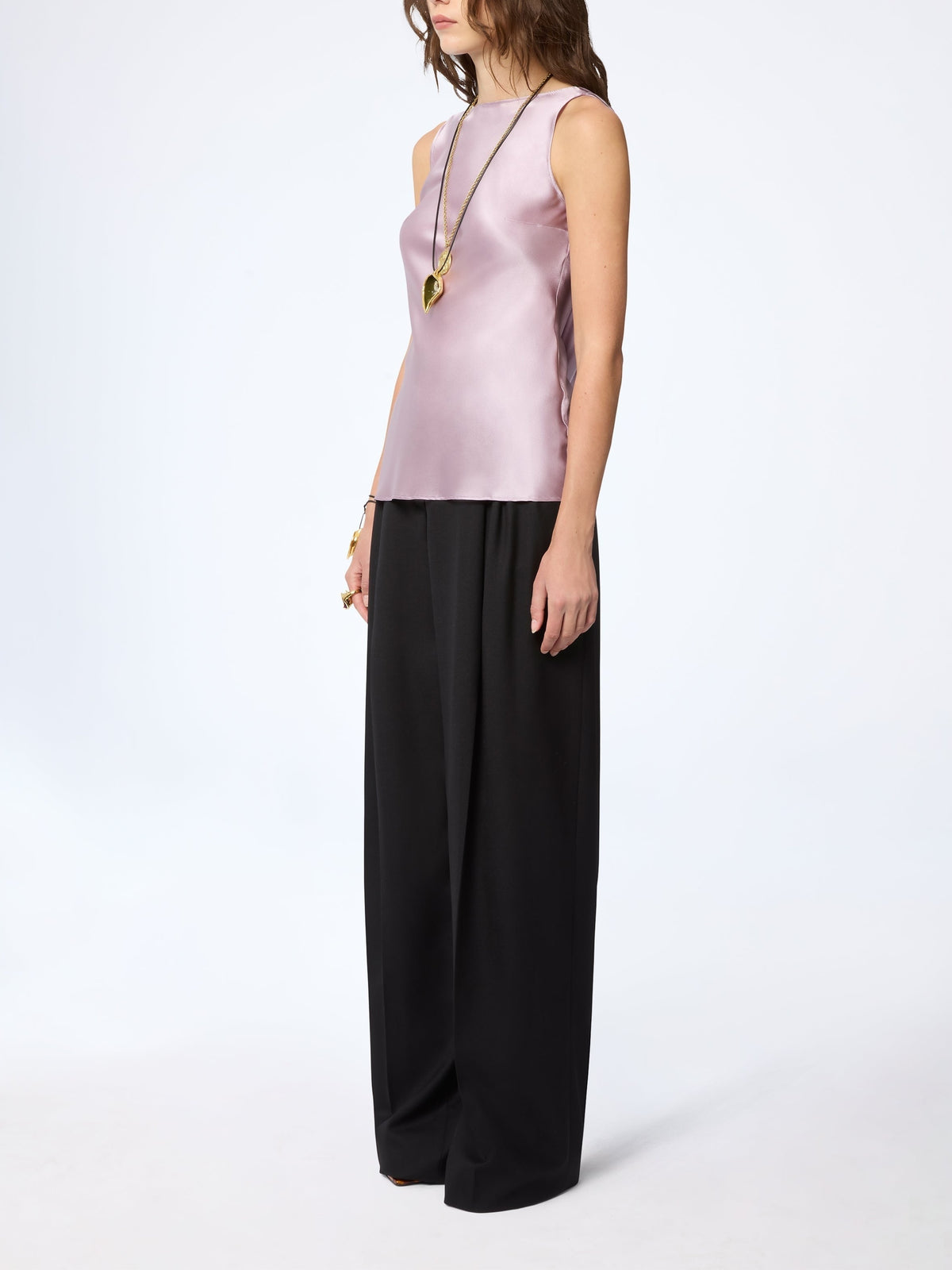 Sleeveless backless silk blouse - Mauve