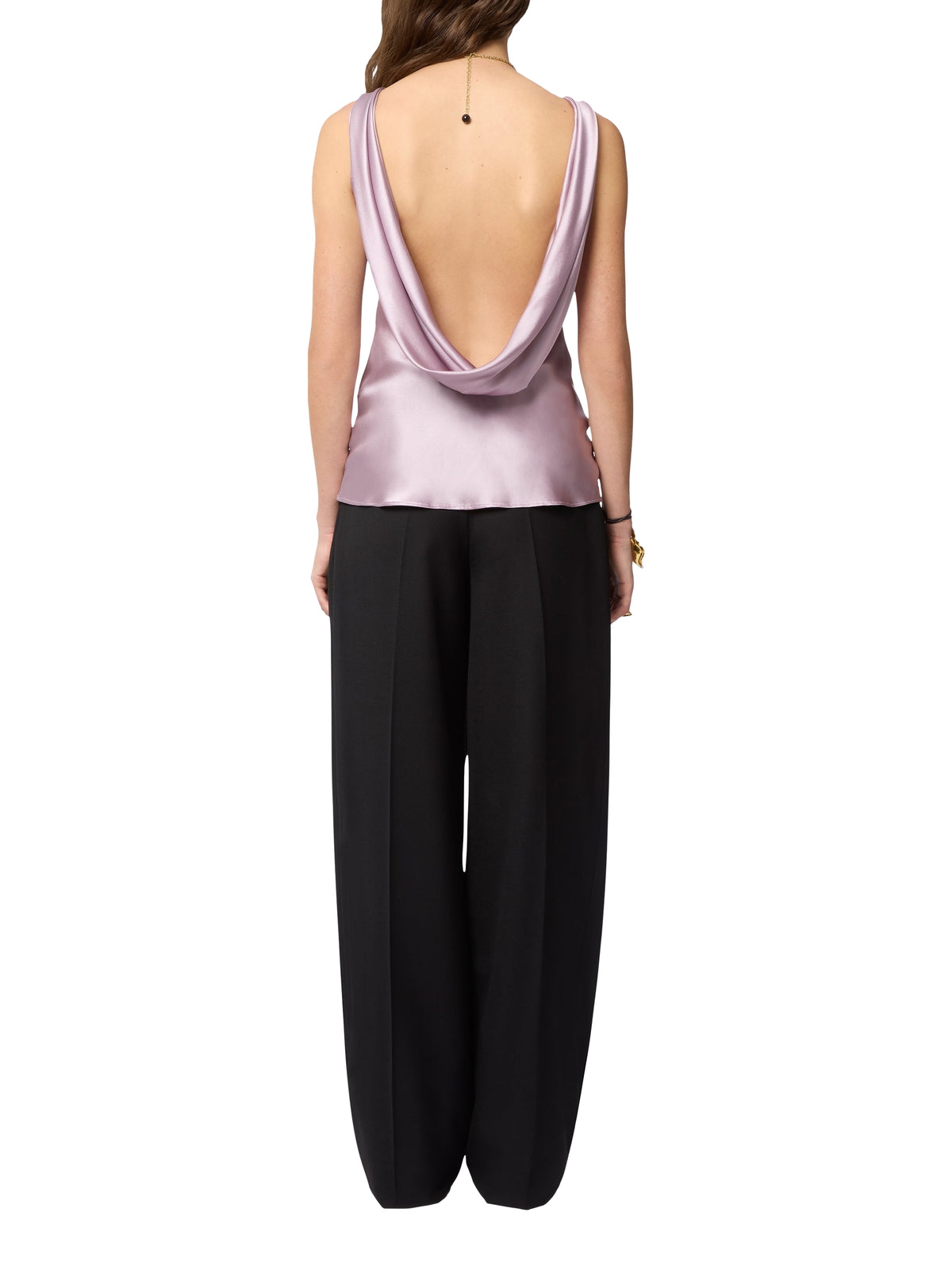 Sleeveless backless silk blouse - Mauve