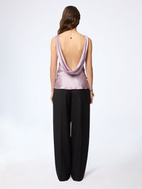 CHEMISE EN SATIN À POIS AVEC POIGNETS ÉVASÉS - Mauve