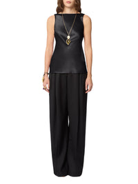 Silk backless blouse - Black