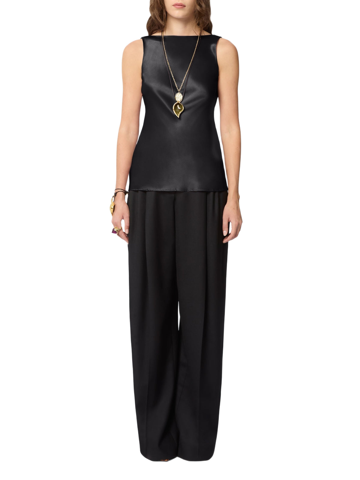 Silk backless blouse - Black