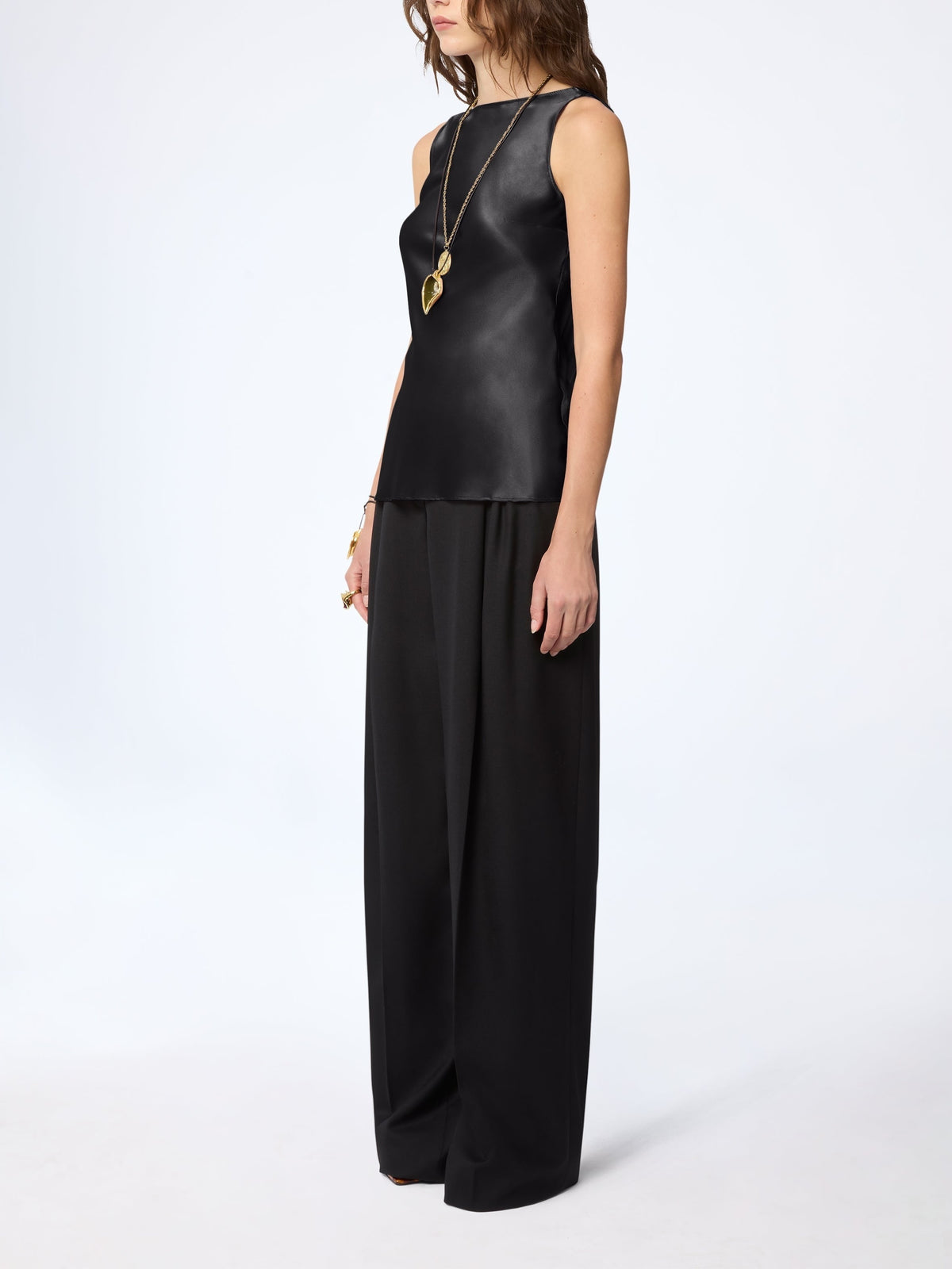 Silk backless blouse - Black