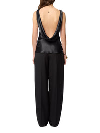 Silk backless blouse - Black