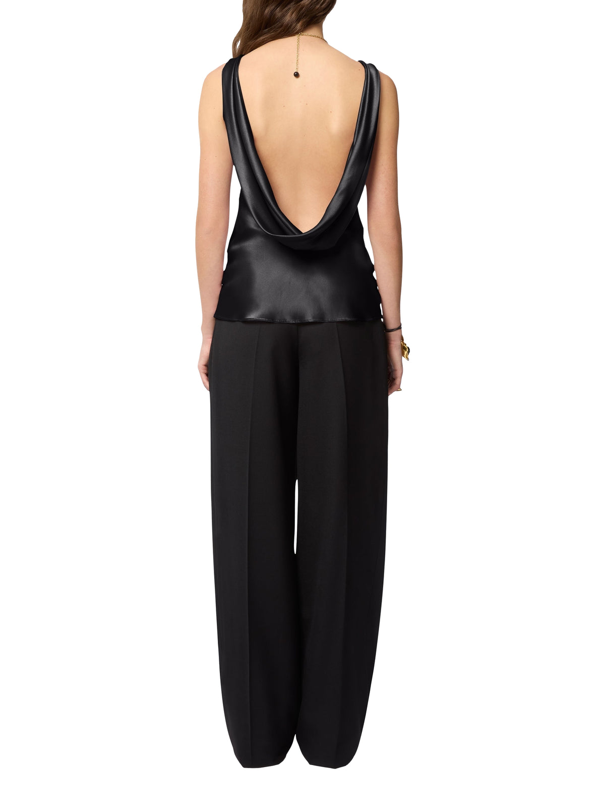 Silk backless blouse - Black