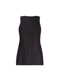 HAUT EN SATIN DE SOIE DRAPÉ MAUVE À COL HALTER - Noir