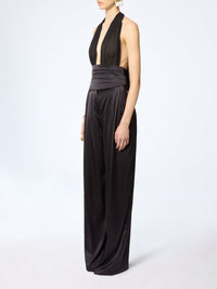 Draped silk halter-neck blouse - Black