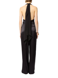 Draped silk halter-neck blouse - Black