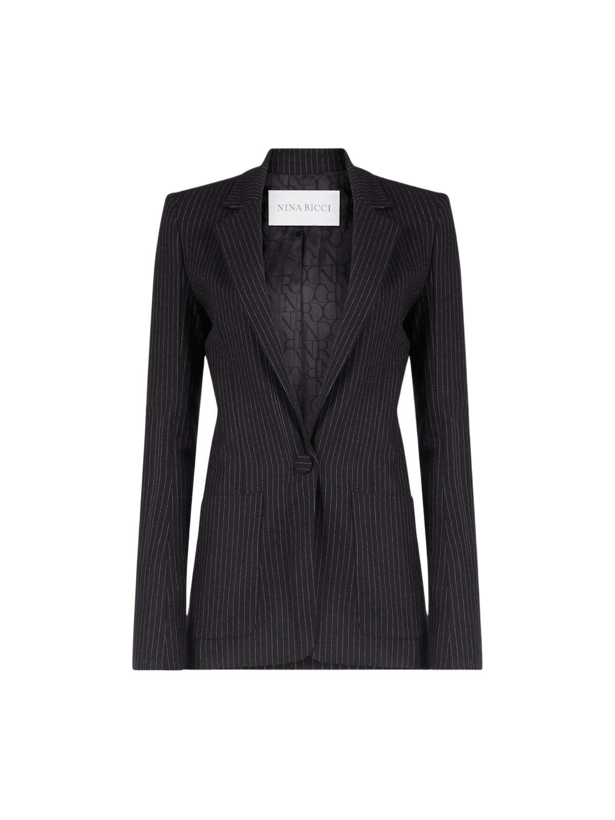 Blazer à fines rayures en laine - Noir