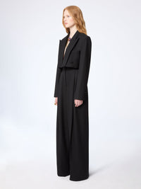 BLAZER EN GABARDINE DE LAINE À MANCHES À VOLANTS - Noir