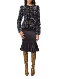 Embroidered polka dot jacket - Black