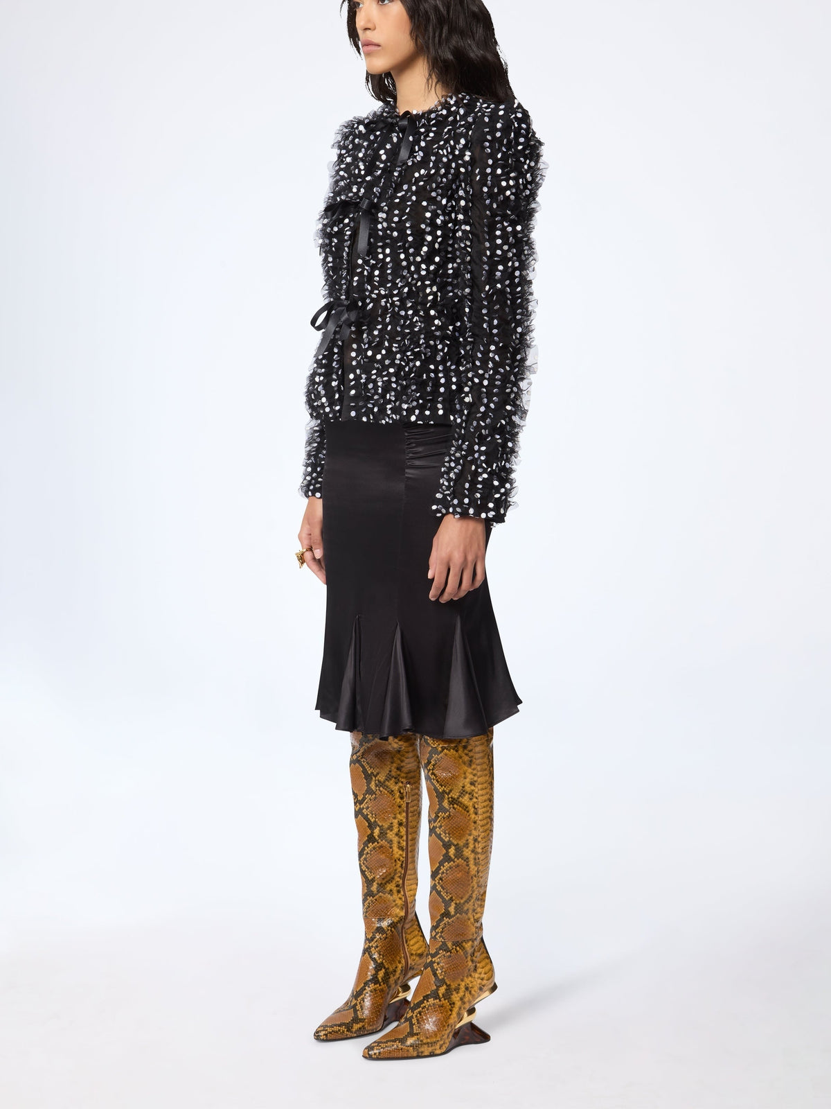 Embroidered polka dot jacket - Black