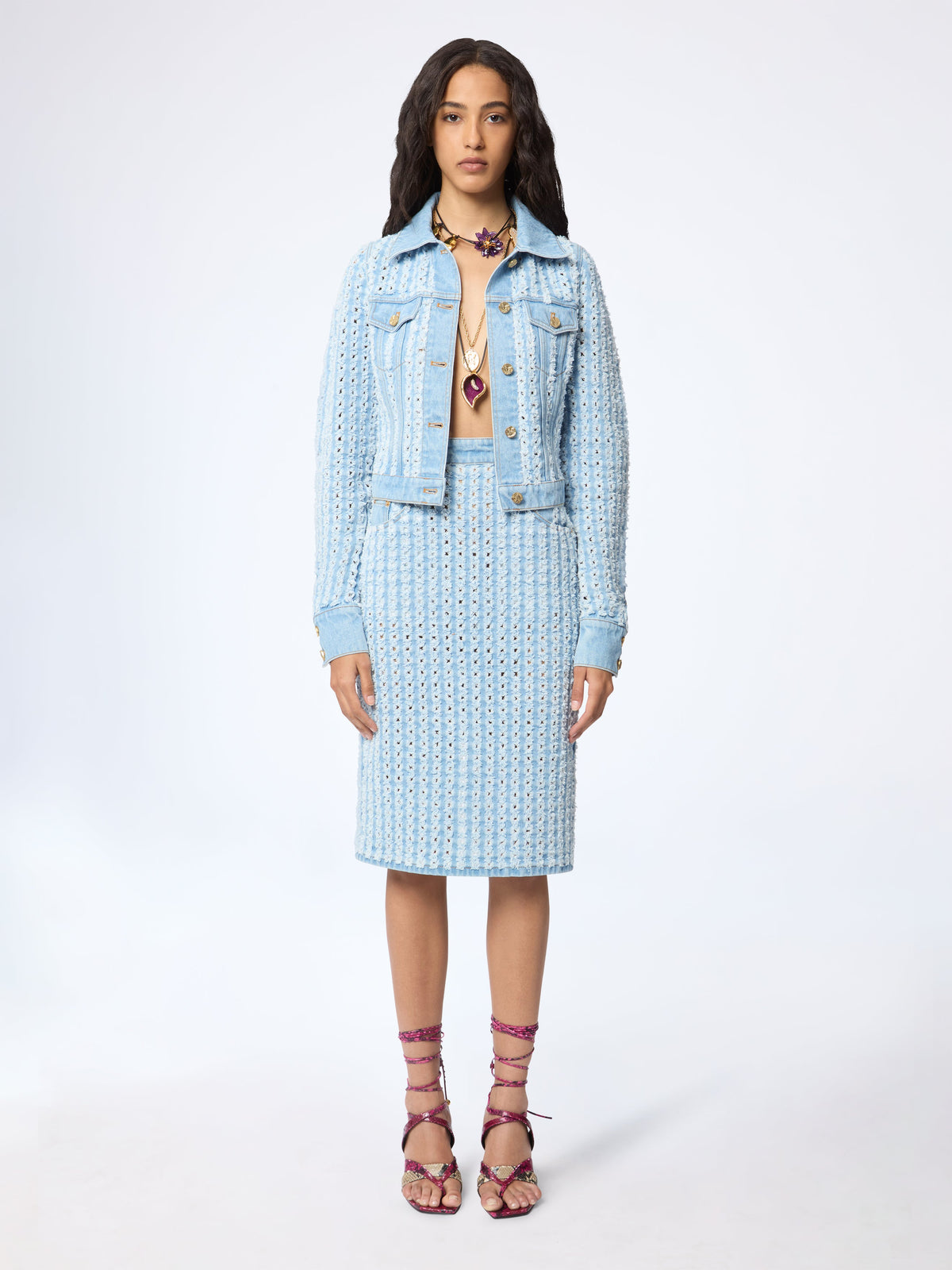 JUPE MIDI EN JEAN - Bleu Denim