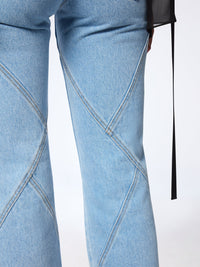 PANTALON ÉVASÉ EN JEAN - Bleu Denim