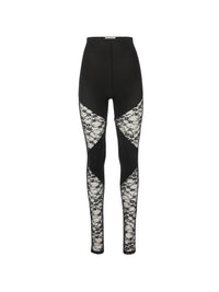 LEGGINGS PATCHWORK AVEC EMPIÈCEMENTS EN DENTELLE - Noir
