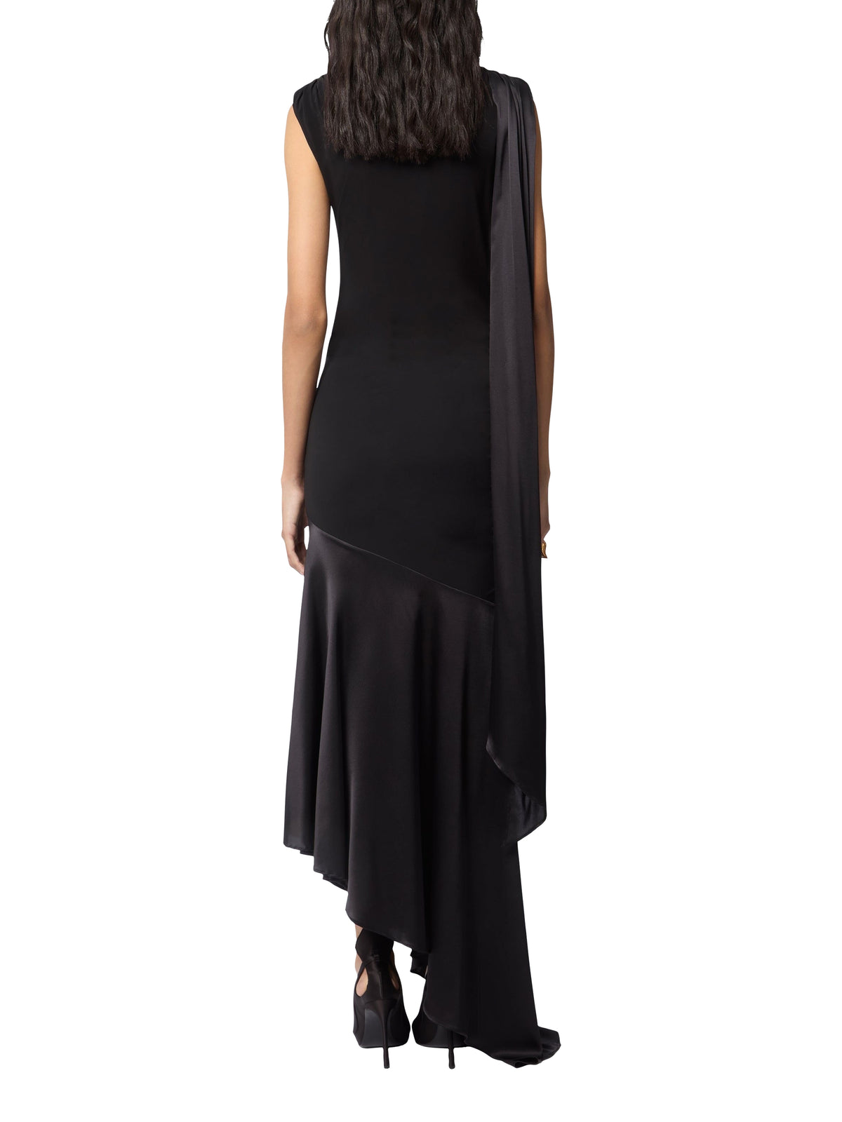 Asymmetric silk midi dress - Black