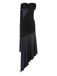 Asymmetric silk midi dress - Black