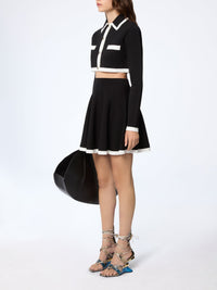 Cropped cardigan with contrast detail - Black