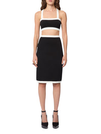 Midi skirt with contrast detail - Black