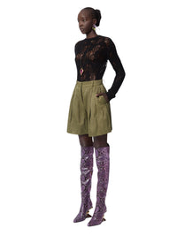 PANTALON ÉVASÉ EN GABARDINE DE LAINE AVEC DÉTAIL NŒUD - Kaki